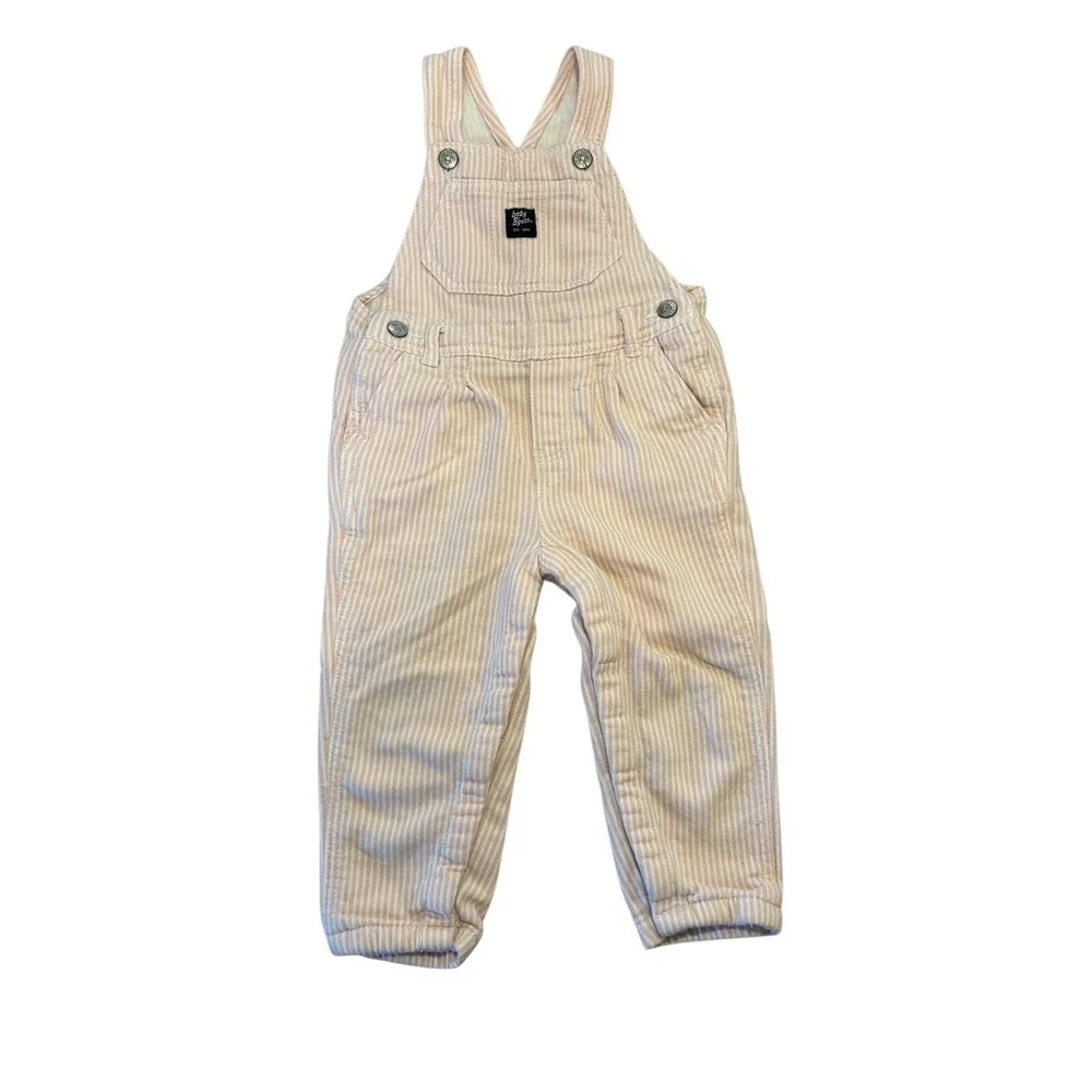 Vintage Oshkosh Pink Pinstriped Overalls Girls‎ Size 24 Months EUC